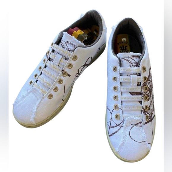 L.A.M.B Gwen Stefani Royal Elastic Distressed White Sneakers US Size 6 EUC - Picture 4 of 7
